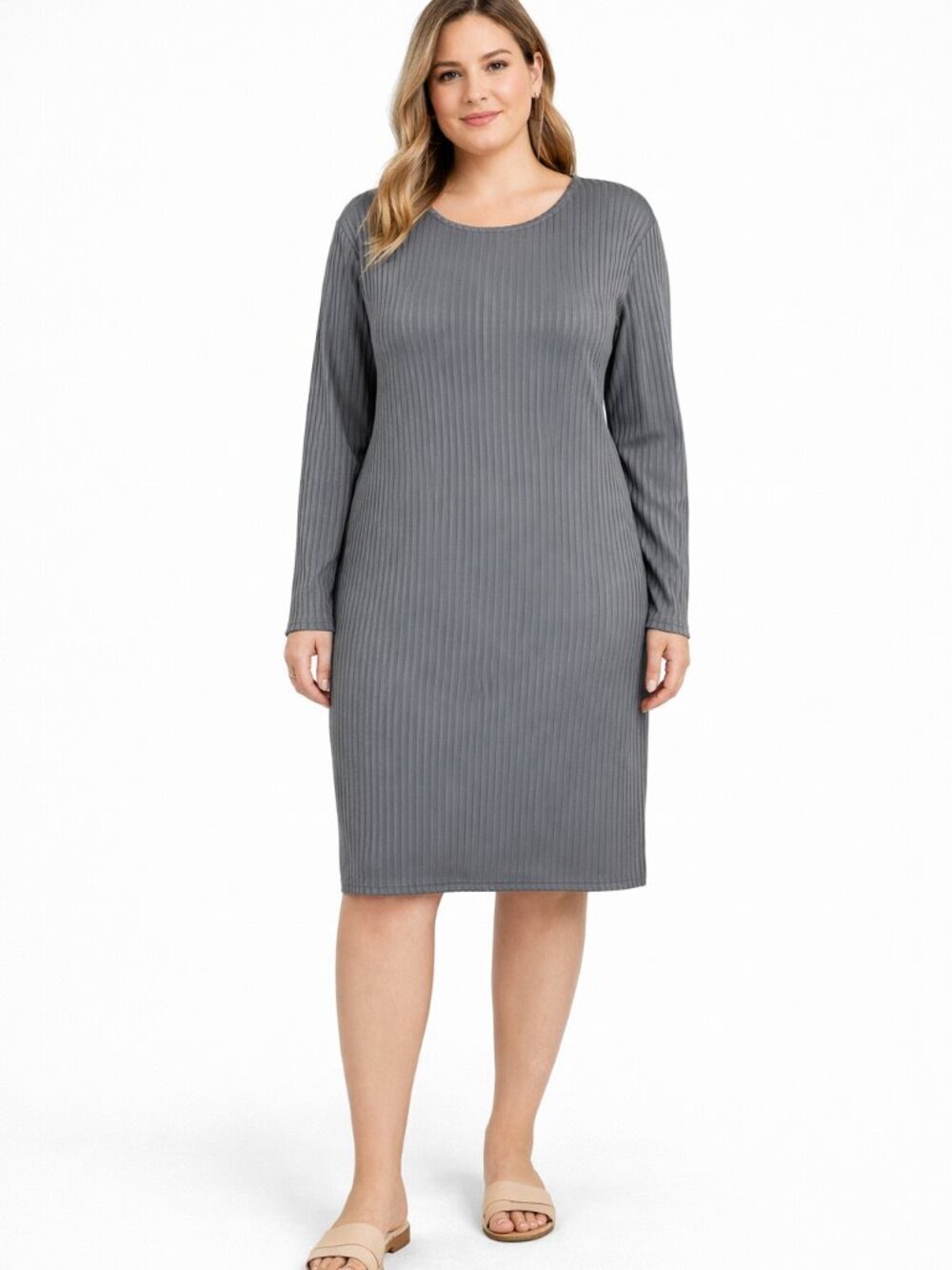 BooHoo Women's Long Sleeve Ribbed Dress